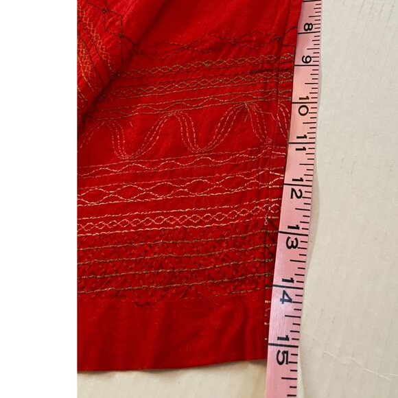 Coldwater Creek Red Sleeveless Embroidered Hem Dress With Back Zipper Size P14 - Picture 9 of 12